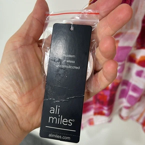 NWT ALI MILES Pink Tie Dye Linen Button Blazer Jacket Tulip Sleeve Size 1X - Picture 5 of 16